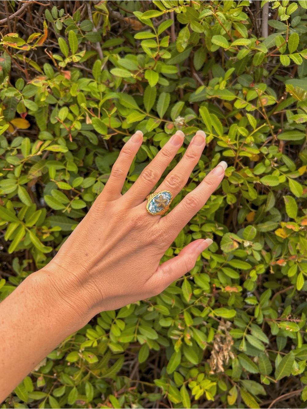 Women’s Sea Star Ring with Blue Accent - Coastal Jewelry | NWOT
